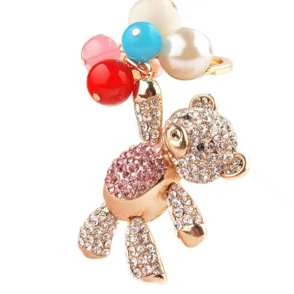 NEW CUTE BEAR AND BALLOONS KEY CHAIN - Picture 3 of 14